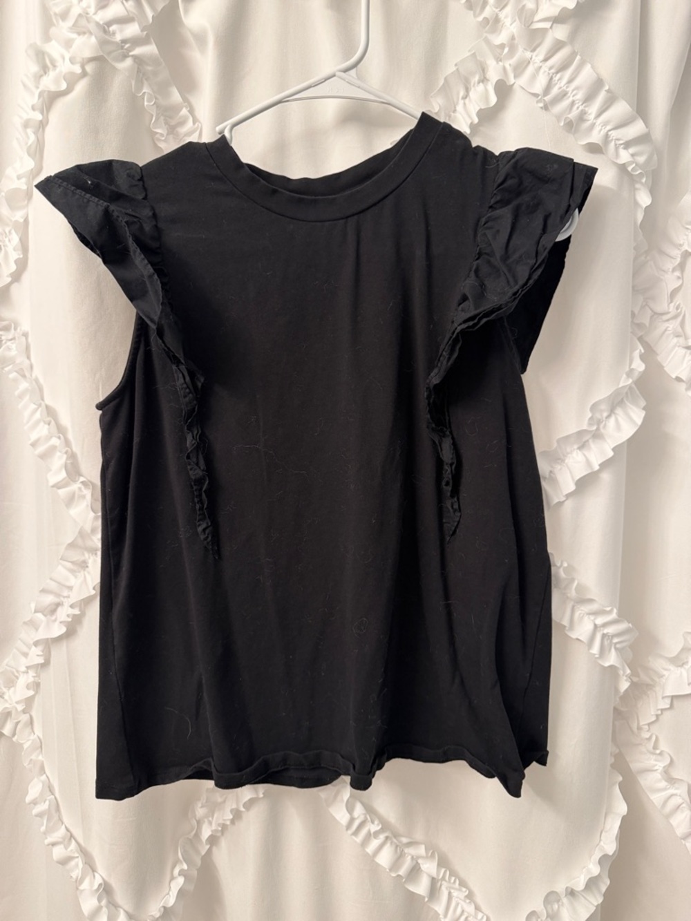 a new day Black Ruffle Sleeve Tank Top